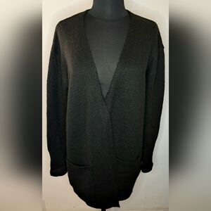 Cielo Women's Black Oversized Open Front Knit Cardigan